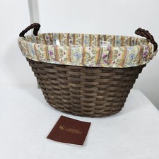 Longaberger Deep Brown Beverage Tub Basket Set Protector Liner PARTY ICE BUCKET picture