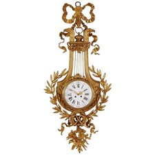 Elegant Neoclassical 19th century Louie XVI style Gilt Bronze Cartel Wall Clock picture