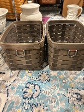 Longaberger Baskets rectangle bin deep brown set of 2 picture