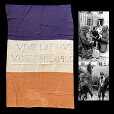 RARE WWII 1944 Ocquerre France 4th Infantry Division 2nd Armored Liberation Flag picture