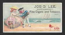 c1880's Job Lee Tobacco Trade Card - Fine Cigars and Tobacco - Atlantic City, NJ picture