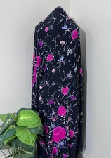 Antique Menton De Manila Silk Black Ground Multi Embroidery Piano Shawal, picture