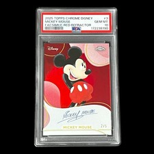 2025 Topps Chrome Disney Mickey Mouse Facsimile Auto Red Refractor /5 PSA 10 picture