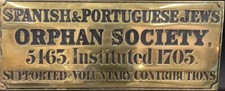 19th Century Antique Brass Sign Plaque England Jewish Orphanage English Judaica picture