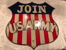 VINTAGE MILITARY PORCELAIN SIGN JOIN THE US ARMY picture