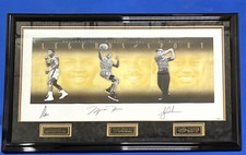 Michael Jordan, Muhammad Ali, Tiger Woods Signed 49x25 UDA /1500 Custom Framed picture