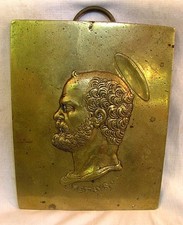 ANCIENT ST PETER ICON PLAQUE BRASS 15TH CENTURY picture
