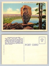 Vintage Postcard Devil's Lake Wisconsin State Park Balance Rock Colortone picture