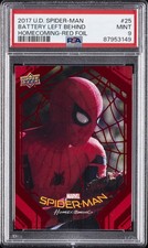 2017 UD SPIDER-MAN HOMECOMING RED FOIL #25 BATTERY LEFT BEHIND 46/199 PSA 9 picture