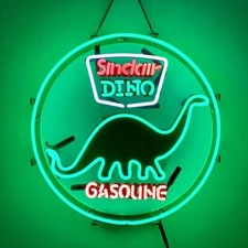Sinclair Dino Gasoline Logo Neon Sign Gas Station Wall Display 24x24 picture