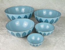 5 Cathrineholm Lotus Nesting Bowls Turquoise Blue 11in 9in 7-7/8in 5.5in 4 in picture