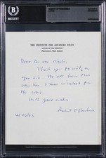 Robert Oppenheimer Signed 5.5x6.5 12/26/1963 Handwritten Letter BAS Slabbed picture
