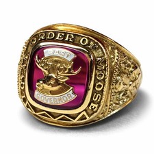 Vintage Loyal Order of Moose 10k Gold Men's Redstone Ring 11.3g Size 9.75 picture