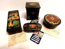 Group Of 4 U.S.S.R. Lacquer Boxes Ca. 1980's, With Papers, 1 Original Owner picture