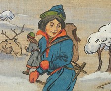'30s SAMI antique movie storyboard costume painting vtg norway lapland reindeer picture