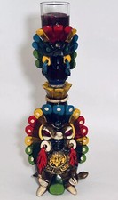Vintage Teotihuacan Tequila Bottle Shot Glass Sculpted Art Aztec Mayan Tiki Mug picture