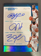 JAMES HARDEN / CHRIS PAUL / ERIC GORDON 2017 DOMINION TRIPLE AUTO 1/1 picture