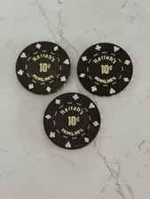 OLD VINTAGE 1980's CASINO CHIPS - ONE RACK - 10 CENT - HARRAH'S - RENO NEVADA picture