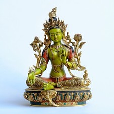 Green Tara Buddha Statue Figure Gold 47Cm Tibet Masterpiece By Nutchhe picture