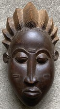 RARE African Baule Mbolo Portrait Mask Hand Carved Unknown Age LE MASQUE BAOULÉ picture