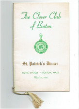 1946 Clover Club Boston Iconic St Patrick's Dinner Hotel Statler Program picture