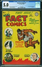 REAL FACT COMICS 1 1946 DC JOE SIMON JACK KIRBY HOUDINI PARACHUTE CGC 5.0 Golden picture
