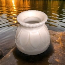 P&A.M.F.G CO ACORN HAND BLOWN PONTIL WHITE MILK GLASS FINGER LAMP SHADE 3.25''H picture