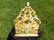 Vintage Singing Bird Box Solid Sterling Silver .925 With Gold Filled + Real Gems picture
