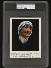 Signed Saint Mother Teresa Photo Autographed Portrait Prayer w/Quote Auto PSA picture