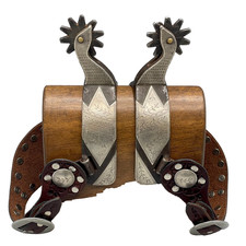 Fancy Pair Of Ray Anderson Swan Neck Spurs With Spotted Straps picture