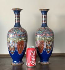Huge Pair of Japanese cloisonne vases, Meiji period hexagonal, 37.5cm;  333 picture