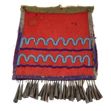 Plains Beaded Trade Cloth Panel with Tin Fringe c. 1880s picture