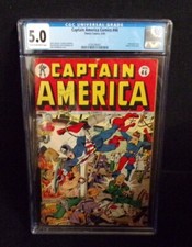 CAPTAIN AMERICA #46 TIMELY COMICS GOLDEN AGE CGC GRADED 5.0 HOLOCAUST NAZI COVER picture