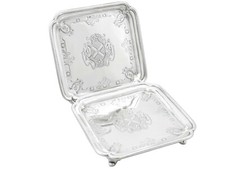Britannia Standard Silver Salvers by Paul de Lamerie Antique George II 1731 picture