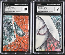 Marvel Sketch 2 Card Puzzle - Spider-Man & Ghost-Spider - Jeffrey Benitez - CGC picture