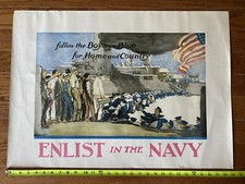 1917 George H Wright Follow The Boys In Blue For Home And Country Navy Poster picture
