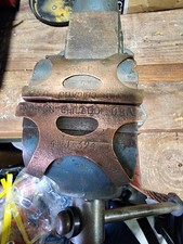 RARE Vintage Wilton Chicago USA Bench Vise w/ Original Brass Jaw Covers picture