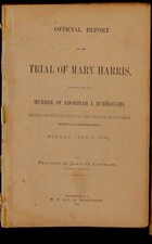 1865 Official Report Book on The Murder Trial of Mary Harris  picture
