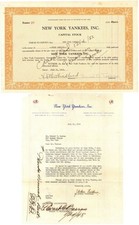 Only Known New York Yankees Treasury Stock Certificate in Private Hands - 1948 picture