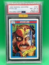 1990 Marvel Universe 161 Stan Lee Auto - MBA GOLD - PSA 8 Auto 10 - POP 11 Rare picture