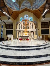 MONUMENTAL HAND CARVED CHURCH RELIGIOUS MARBLE ALTAR - JJX6A picture