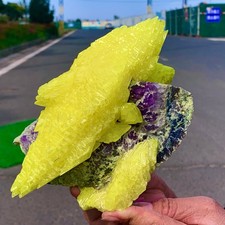 2.5LB Minerals ** LARGE NATIVE SULPHUR OnMATRIX Sicily With+amethyst Crystal picture