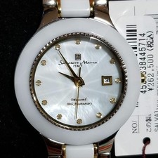 Salvatore Marra Women's Quartz Watch White Shell Diamonds 12P 10th Anniversary picture