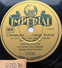 RUDI SCHURICKE Chinamann / I dance with you in the sky HANS BUND 78rpm picture