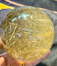 100mm Eye-Clean Natural Rutilated Quartz Sphere Rutile Crystal Ball Healing picture