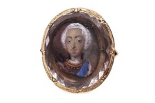 SCARCE ANTIQUE GOLD STUART CRYSTAL BONNIE PRINCE CHARLIE MINIATURE PORTRAIT RING picture