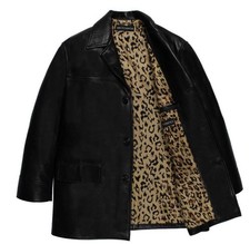 Kunichi Nomura Wacomaria Leather Car Coat 25Fw Leopard Pattern Cowhide M Black M picture