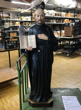 St. Ignatius of Loyola AMDG Hand Carved Painted Italian Wood Statue 47