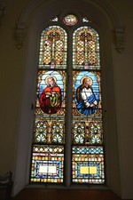 + Set of 13 Antique Church Stained Glass Windows (12'-10