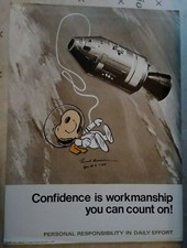 FRANK BORMAN AUTOGRAPHED VINTAGE NASA SNOOPY POSTER  picture